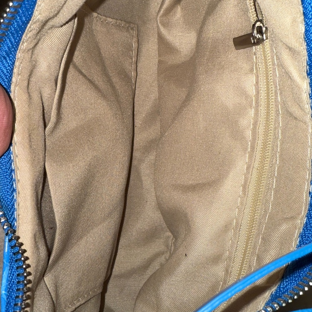 Y2K Grunge Electric Blue Studded Croc Shoulder Bag Attached Heart Mirror Wallet - Picture 13 of 16